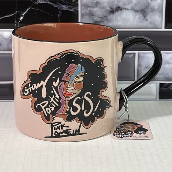 Pink Lomein STAY POSITIVE SIS Handmade Ceramic Coffee Mug 18Oz Eli and Ana - Picture 12 of 17
